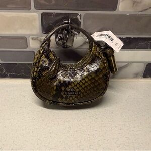 NWT Coach Carmen Mini  Bag Charm Snake Gunmetal/Olive